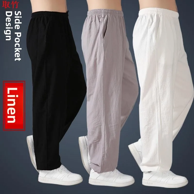Loose Cotton Linen Tai Chi Pants Men Women Martial Arts Training Clothes Spring Autumn Lantern Pants Yoga Fitness Fans Supplies