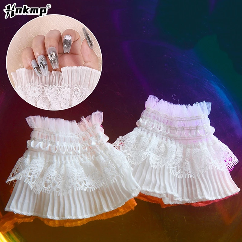 Manchette Décorative en Dentelle, Maille Double Couche, Manchon en Corne, montrant les Ongles, Manchon de Pose, Accessoire de Fond de Prise de Vue, DIY, 1 Paire