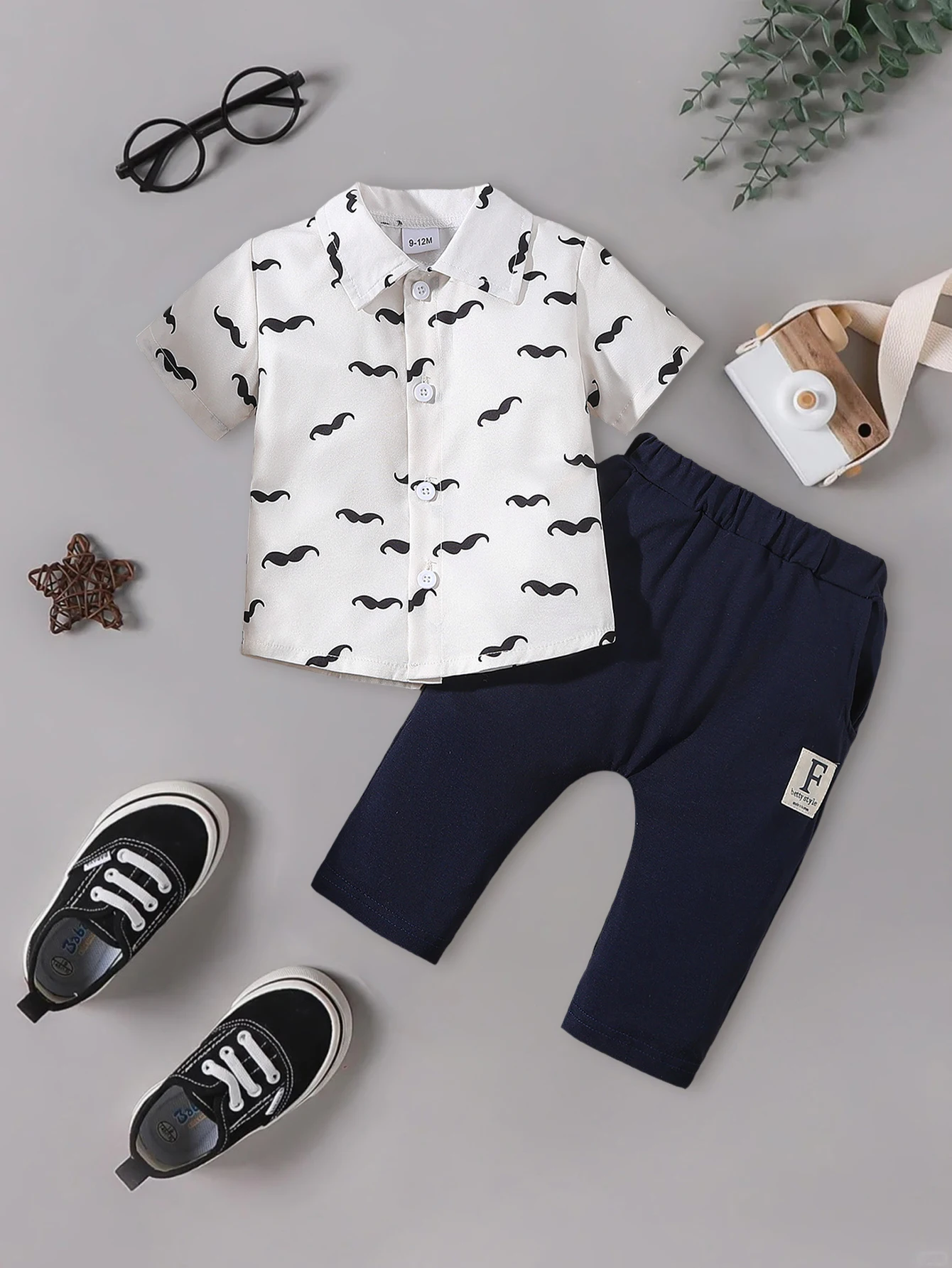 

2-Piece Baby Boy Print Set (Short Sleeve Shirt + Long Pants) Fun Mature Style