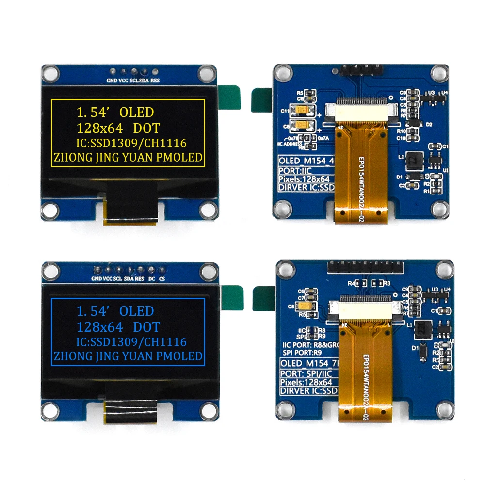 

1.54 inch OLED Module 1.54" 12864 Screen LCD LED Display Module 128*64 SSD1309 SPI/IIC I2C Interface for Arduino 4Pin 7Pin