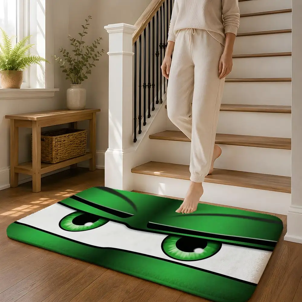 Direct Looking Eyes Floor Mat Flannel Rug Non Slip Absorbent Soft Washable For Entryway Hallway Bathroom Kitchen Decor