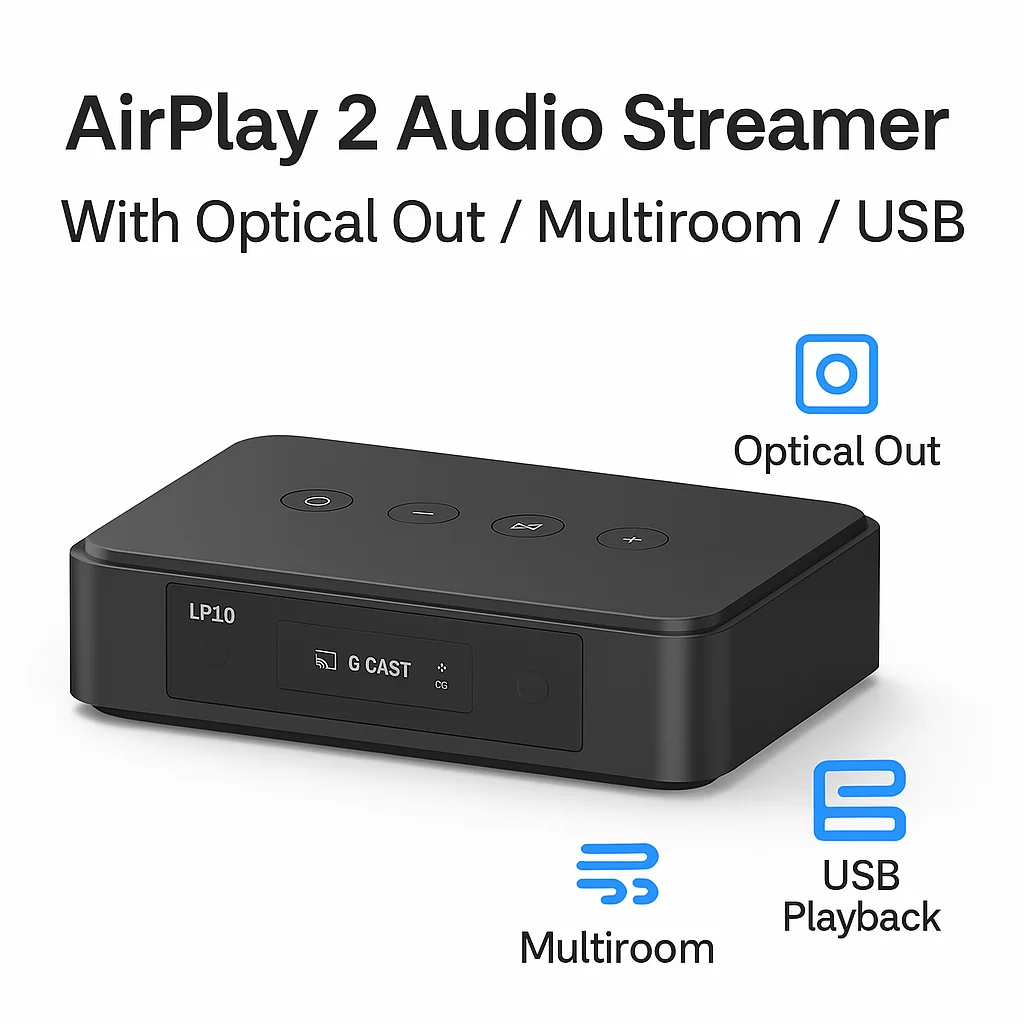 

LP10 AirPlay 2 HiFi Music Streamer for iPhone/iPad/Mac | Multi-Room Audio, WiFi, USB, Optical, Bluetooth | Works with Apple Home