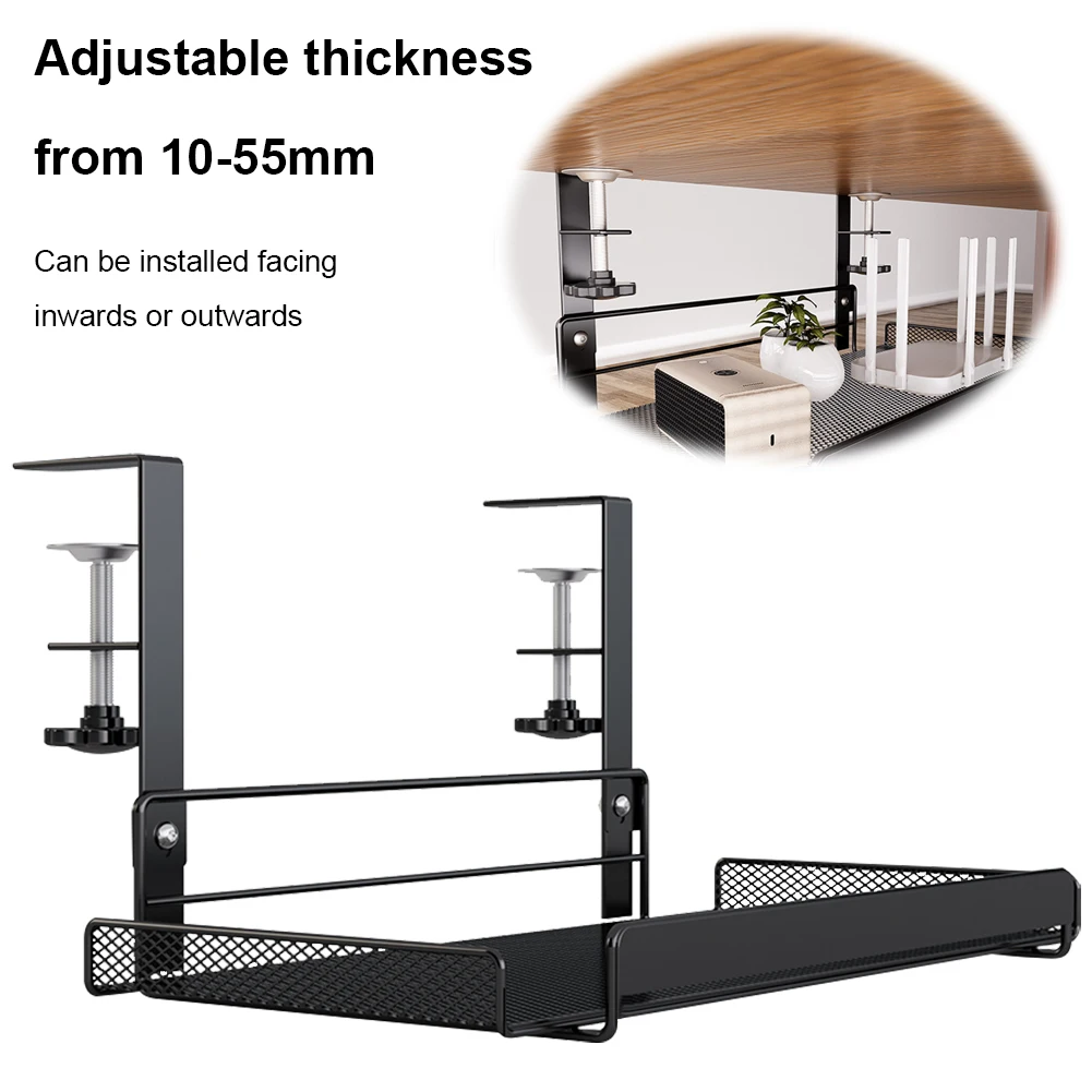 Under Table Cable Management Rack Heavy Duty Under Desk Cord Organizer Adjustable Metal Mesh Cable Holder for Home Office