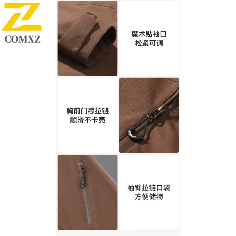 معطف رجالي كبير الحجم من COMXZ مبطن بالصوف دافئ مقاوم للماء مع قلنسوة للتخييم والعمل سترة لراكبي الدراجات النارية ملابس خارجية مريحة مضادة للرياح للتزلج #6