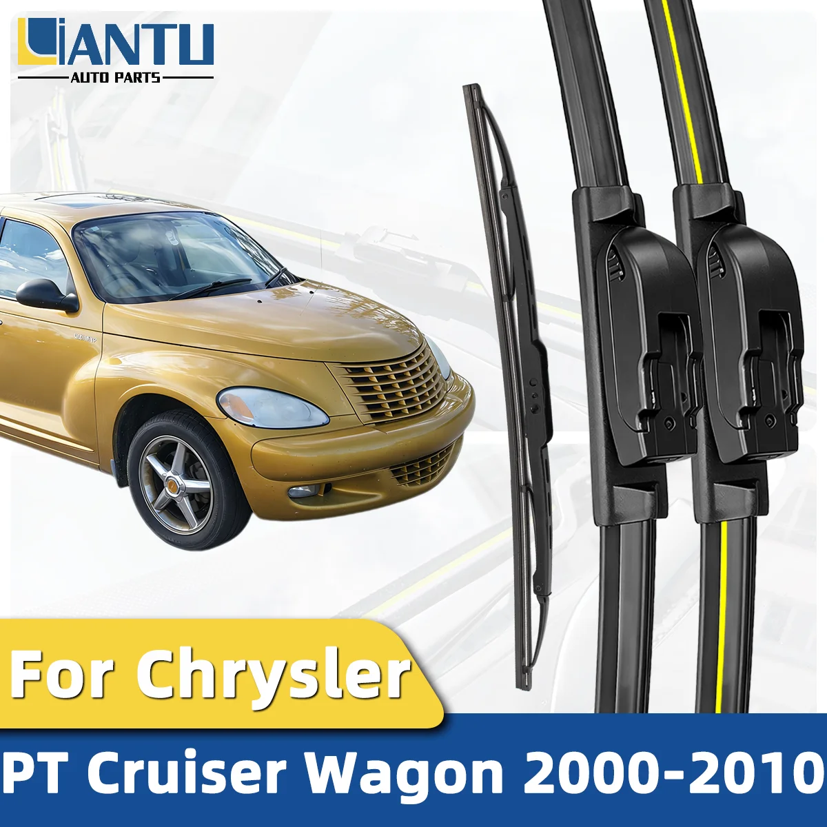 

3PCS Front And Rear Wiper Kit Fit ForChrysler PT Cruiser Wagon 2000-2010 Windshield wiper Silent Wiper Car Accessories 2009 2008