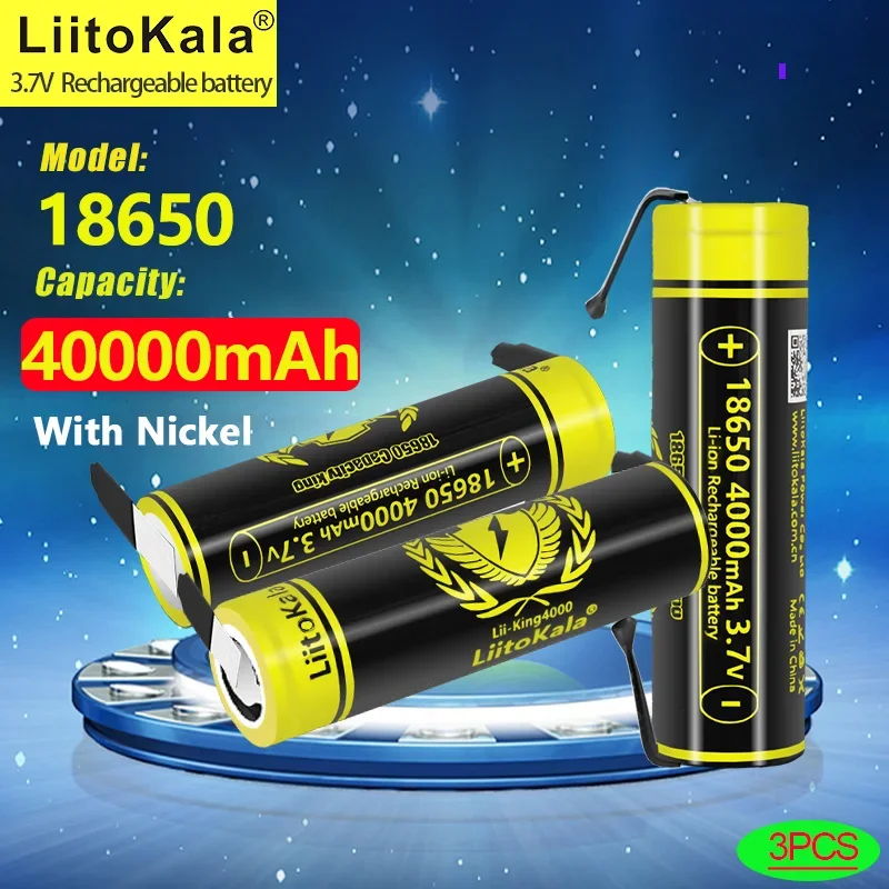 3pcs LiitoKala King4000-N 4000mah 3.7V High discharge 18650 Battery 12A Rechargeable High Drain Battery or Box Mod flashlight