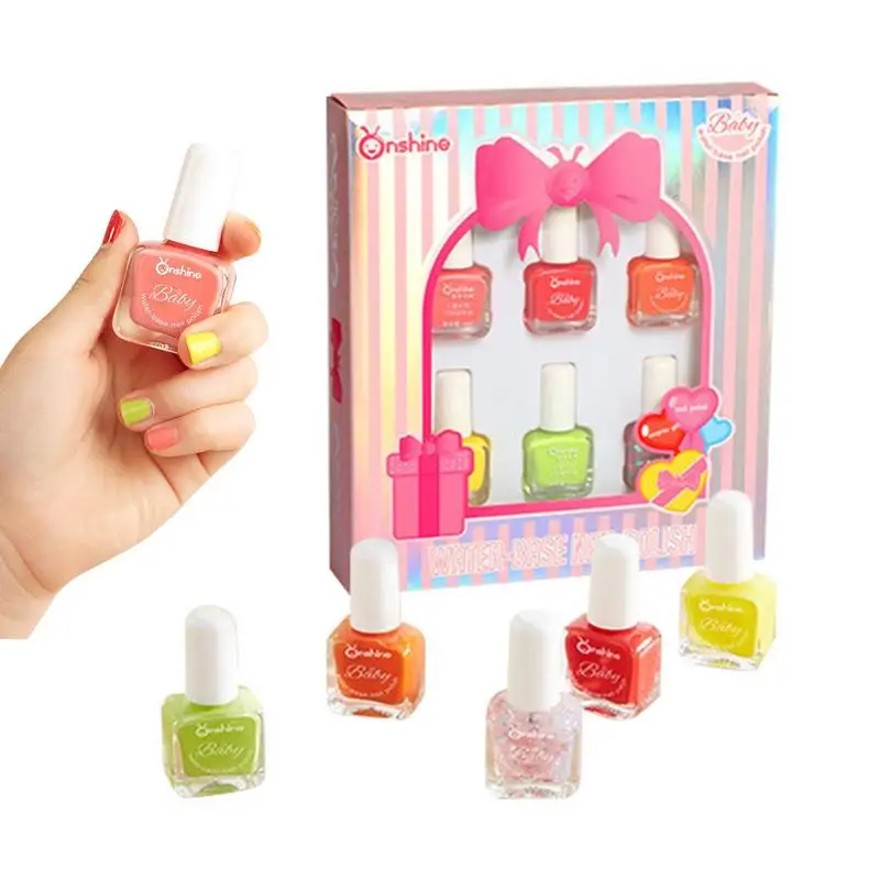 

Kids Makeup Nail Polish 6 Color Peel Off Varnish Kit Safe Water Based Low Odor Quick Dry Children Nail Polish Kit Birthday Gift