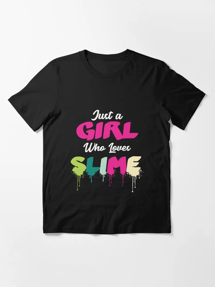 Girl's Exposed Umbilical Short Sleeved Just A Girl Who Loves Slimes Cat Ear Crop Essential T-Shirt