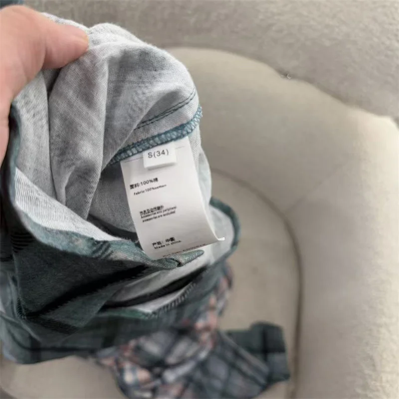 Women's shirt New high-quality pure cotton plaid Women's blouse for autumn 2025 Single breasted loose thin coat tops for woman