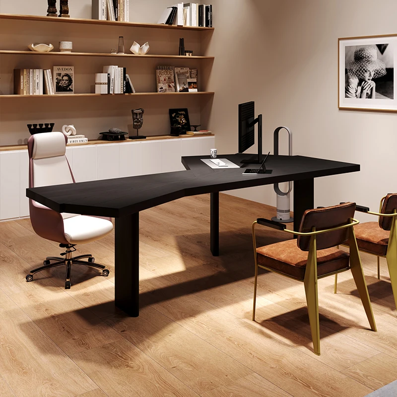 Solid wood computer desk Minimalist special-shaped long Workbench Boss table Designer Workbench