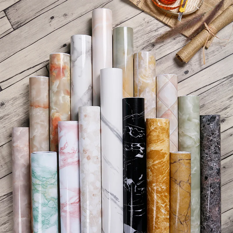 

Marble Wallpaper Self-adhesive Wallpaper Waterproof Kitchen Cabinets Grease Proof Cooktop Renovation Stickers