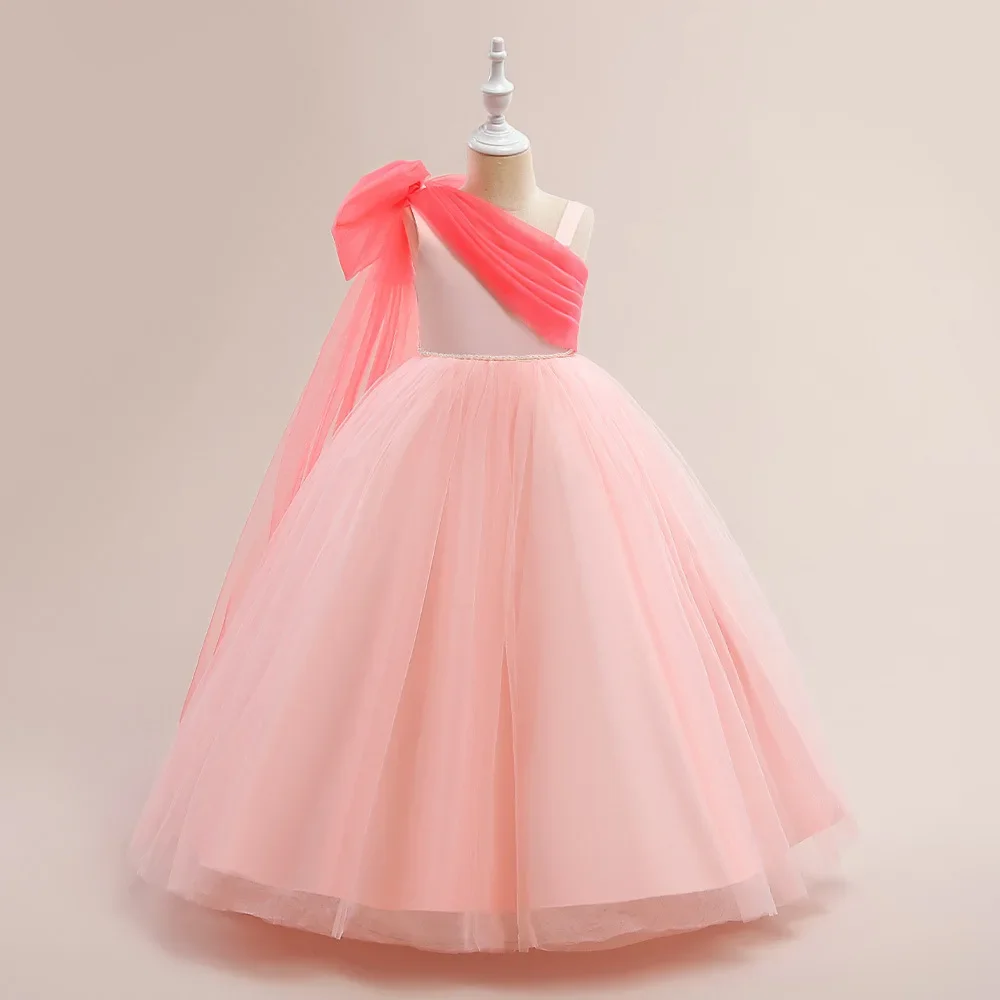 

Girls Party Dress 8Y-12Y Princess Cosplay Dresses Kids Birthday Wedding Piano Show Ball Gown One-Shoulder