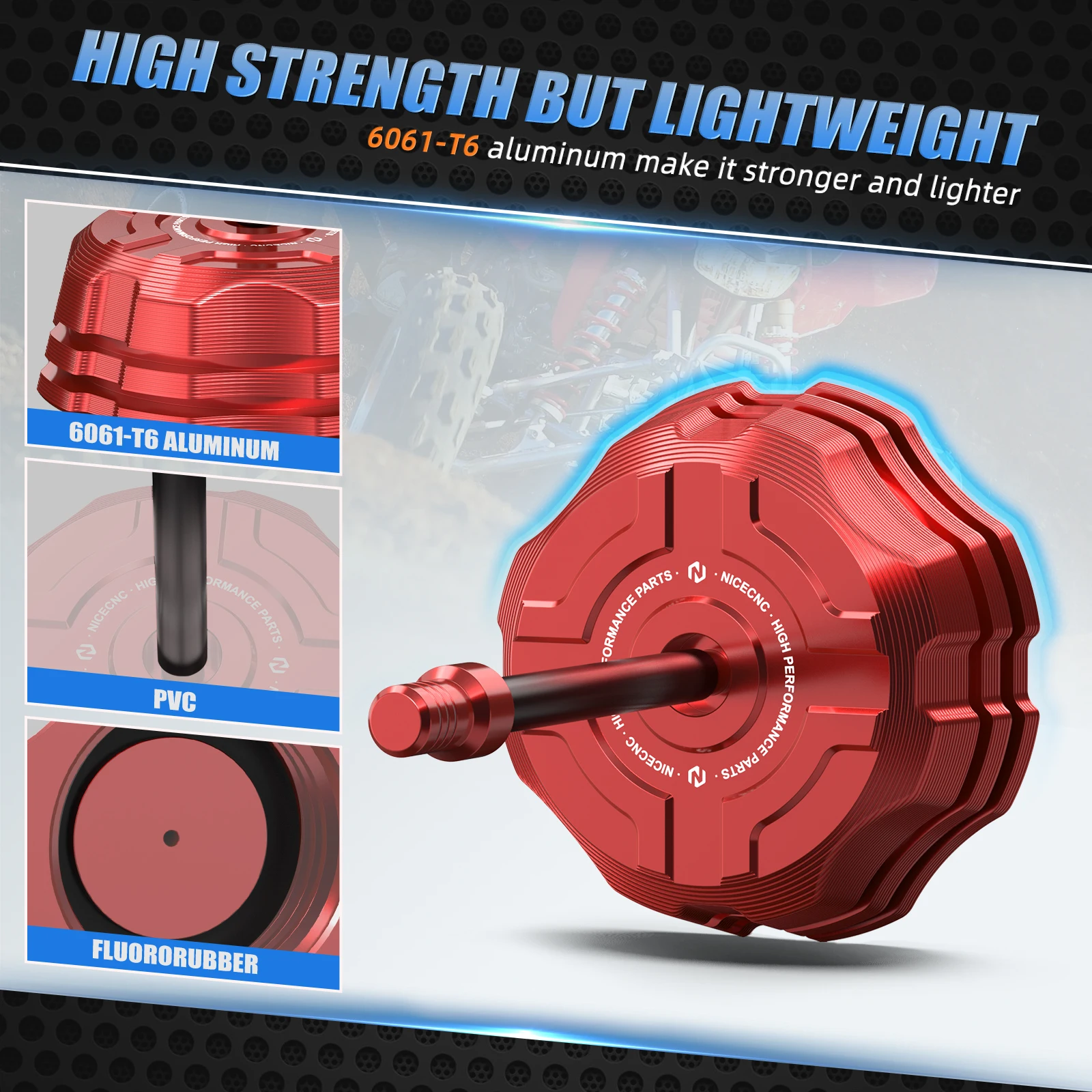 

NICECNC 6061-T6 Aluminum Fuel Tank Cap Gas Cap with 1PCS Hose For Honda TRX450R 2006-2009 TRX450ER 2006-2014 17620-HP1-000