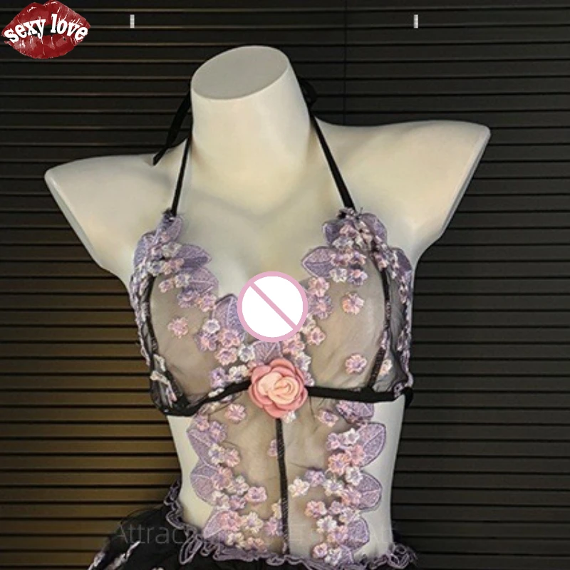 Женское сексуальное женское белье, сексуальная кружевная вышивка, пышная юбка, чистое желание соблазнений, одежда для сна, униформа, стиль воздержания