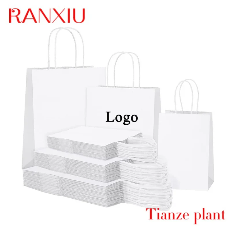 Custom Recyclable White Brown Black Paper Shopping Custom Handles Kraft Paper Bags Gift Bags With Your Own Logo