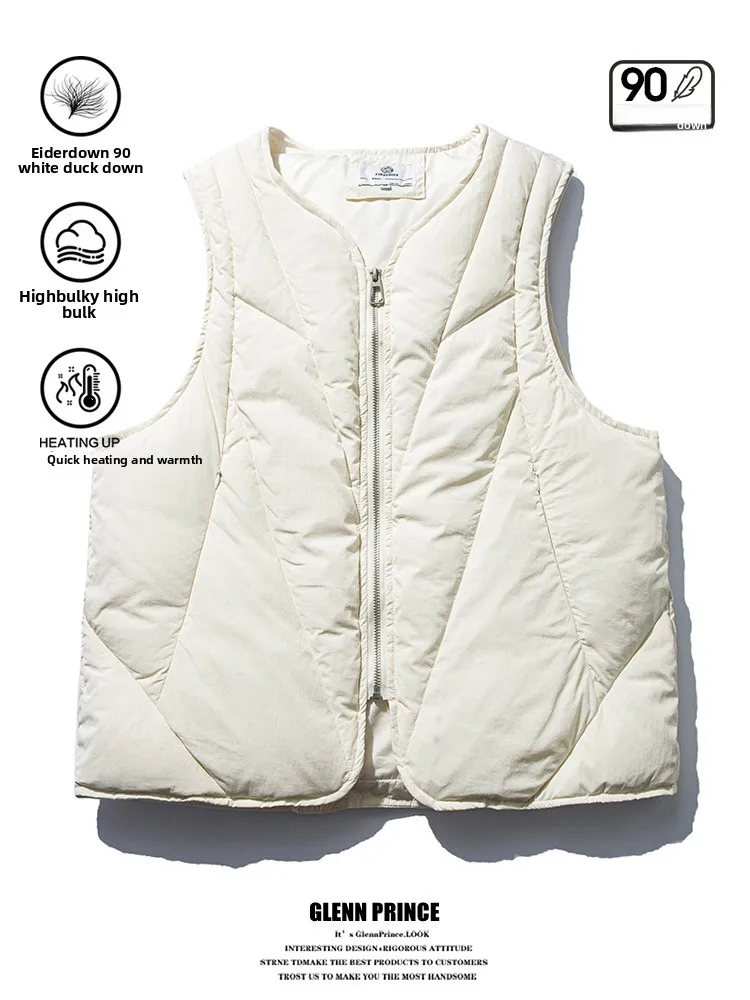 

GPstudio Trendy Deconstructed Functional Style Men's down Vest Short Loose Warm Outerwear Fashionable Tank Top Jacket