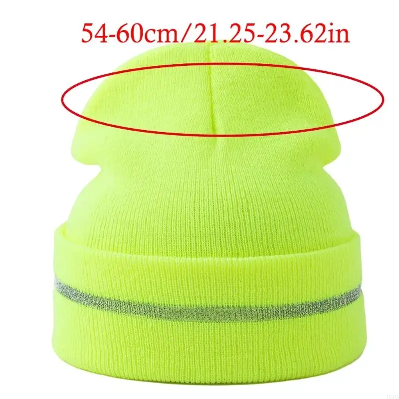 Bonnets tricotés en acrylique HXBA avec bord roulé réfléchissant pour sécurité chaleur d'hiver conception unisexe