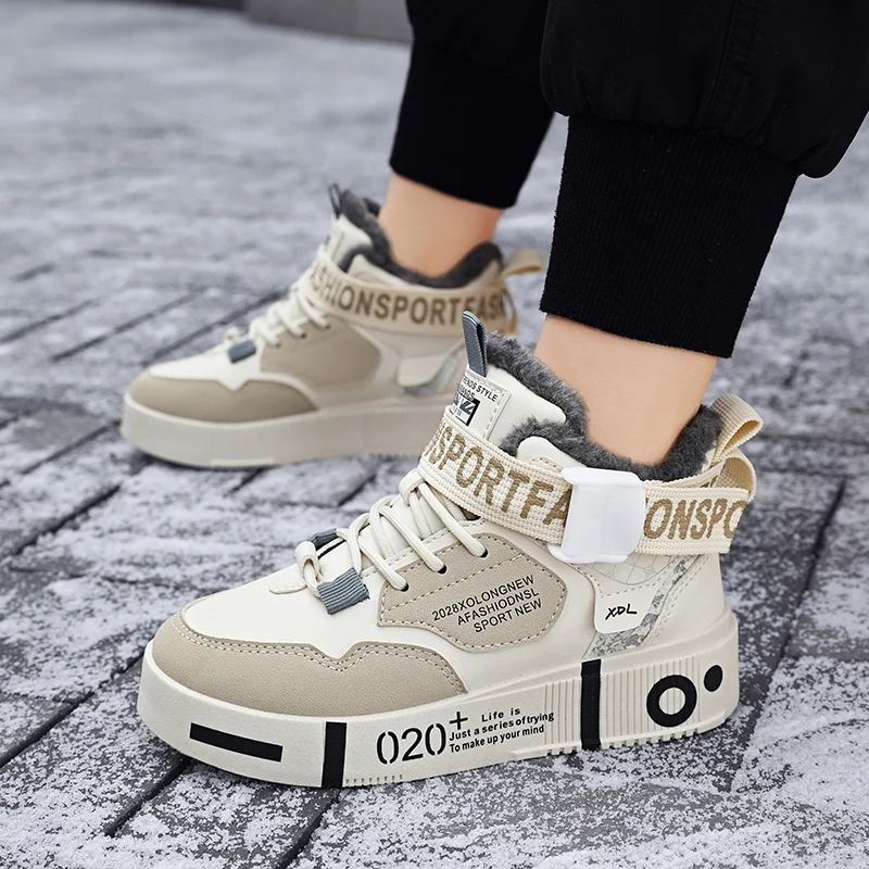 العلامة التجارية للأطفال أزياء مجلس أحذية عالية أعلى الأطفال الشتاء أحذية رياضية أفخم الدافئة الفتيان أحذية منصة المضادة للانزلاق الطفل الترفيه الشقق #5