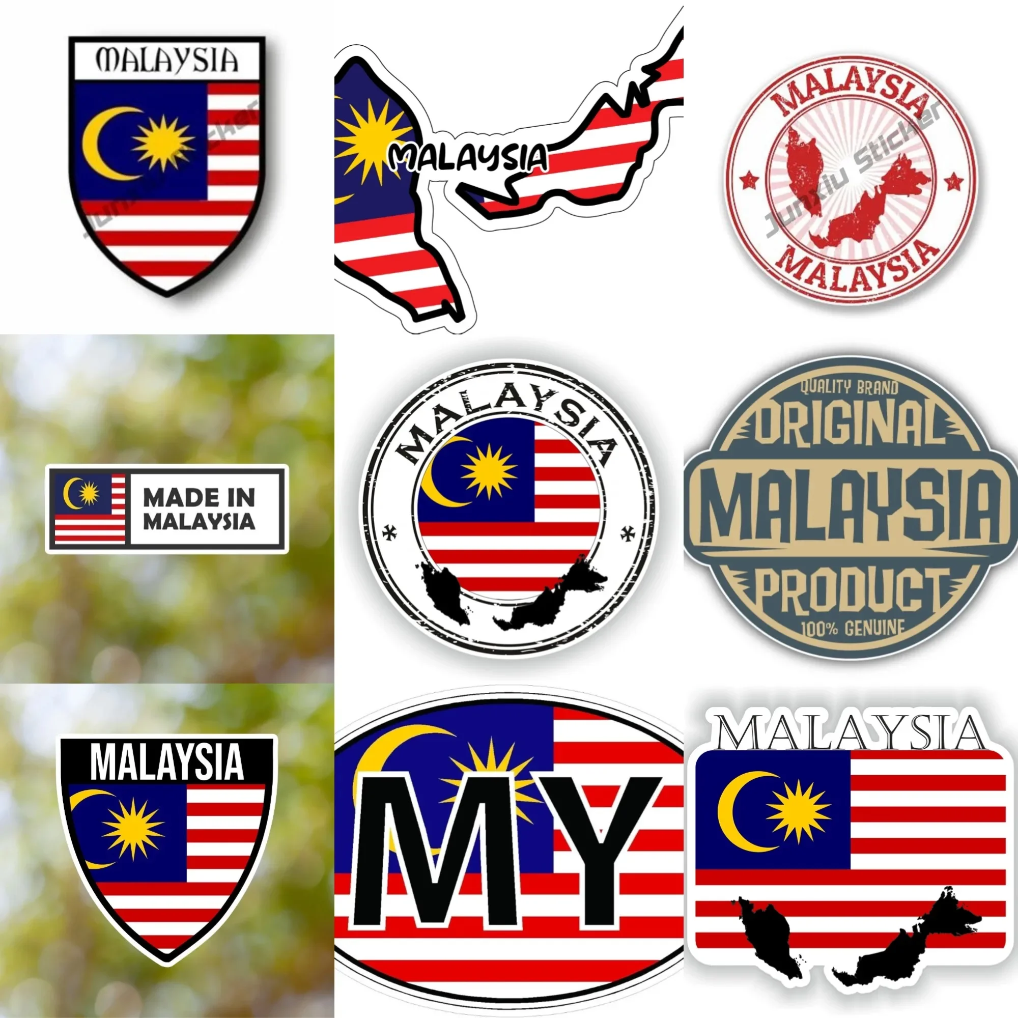 

Malaysia MAL Flag Map Emblem Creative PVC Sticker for Decorate Car Bicycle Motorcycle Helmet Fridge Window Wall Decal Accessorie