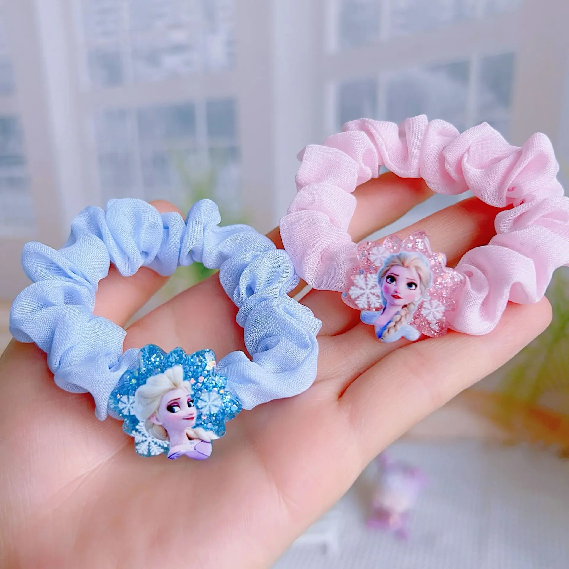 5pcs Disney Anime Frozen Elsa Hair Bands Kawaii Elsa Hairpin Cartoon Rubber Band Hair Accessoires Girl Toy Birthday Gifts view 6