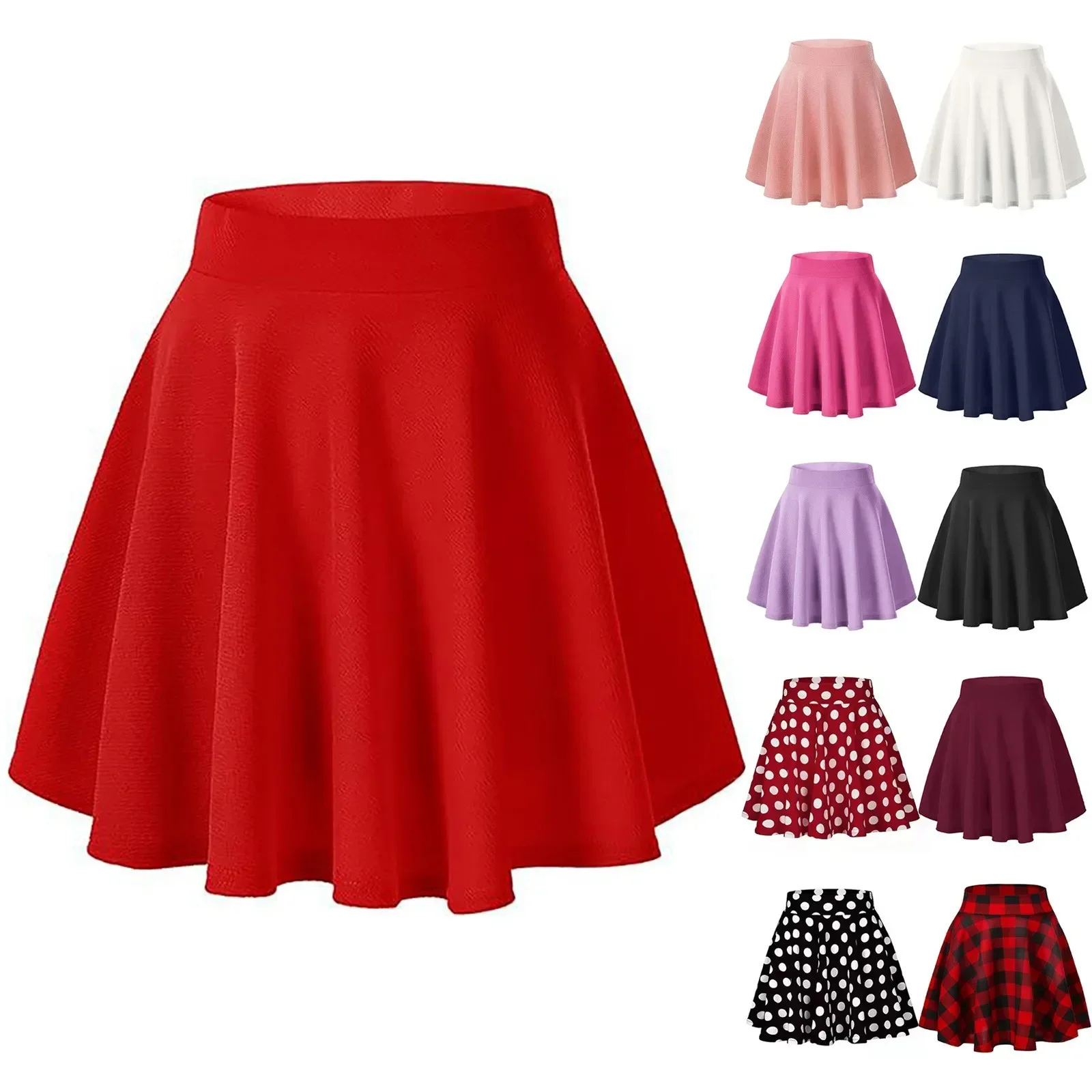 

Skirt Women Fashion Basic Stretch Flared Casual Skirt Pleated A Line Skirt Swim Skirt Cover Up For Women Ropa De Mujer 2024