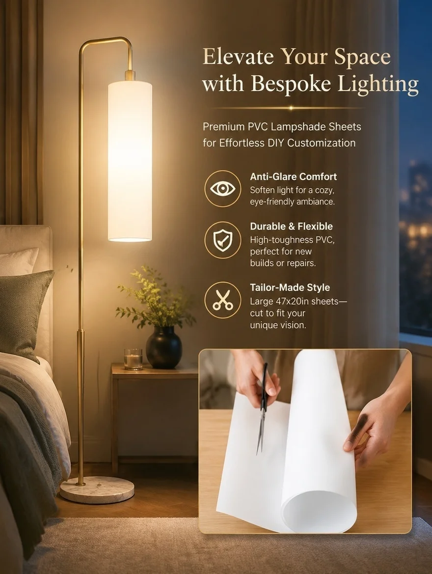 2 Rolls PVC Lampshade Sheet Light Shade Craft Material DIY Ceiling Table Lamp Decorative Glare Reducing Light Blocking Home