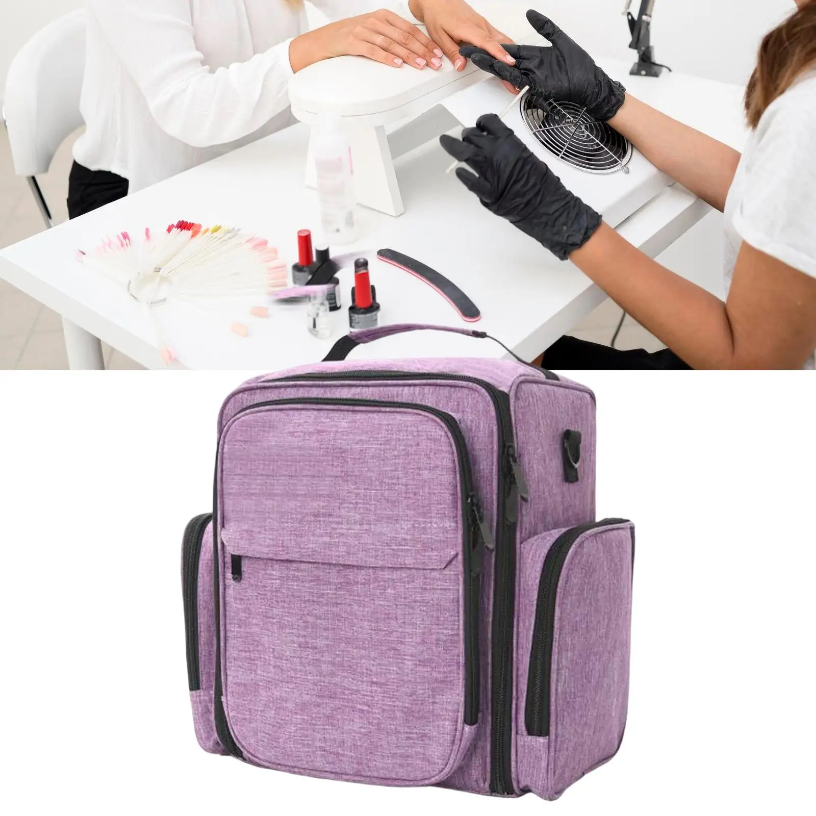 Nail Polish Organizer Three Layer Gel Polish Storage Bag Tote Manicurist Gift Zipper Pockets Travel Case for Makeup Cosmetics
