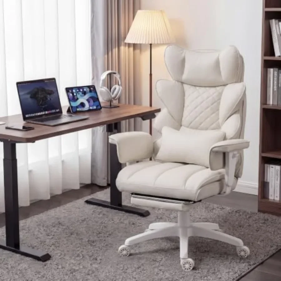 Big and Tall Office Chair for Executive Use, PU Leather, Black, Pocket Spring Cushion with Lumbar Support, Adjustable Armrests