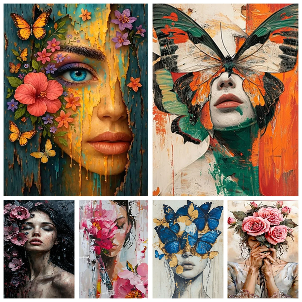 

Женщина и цветы абстрактный стиль DIY цифровая картина маслом красочная картина ручной работы украшение дома стены простой подарок ручной работы