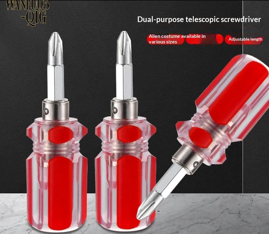 Hot 2pcs  Screwdriver Transparent Head Mini Small Portable Radish Head Handle With Flat Head Slotted  Cross Repair Hand Tool