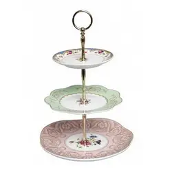 3 Tier Cupcake Stand Alloy Cake Plate Stand Round Dessert Table Rack Holder Wedding Party Display Tower Plate Stand Golden Tone