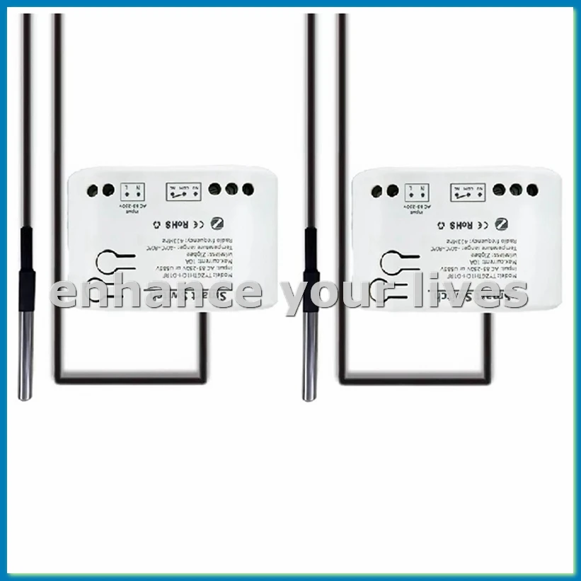 2Pc Tuya Smart Zigbee Switch with Temperature Sensor Passive Dry Contact Zigbee Relay Work with Home Assistant AC85-250V-A23U
