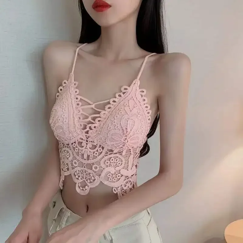 Women\'s Bra Tube Tops Fashion Hollow Out Top Sexy Lace Bra Girl  Outer Tank Up Women\'s Underwear Female Crop Top Sexy Lingerie