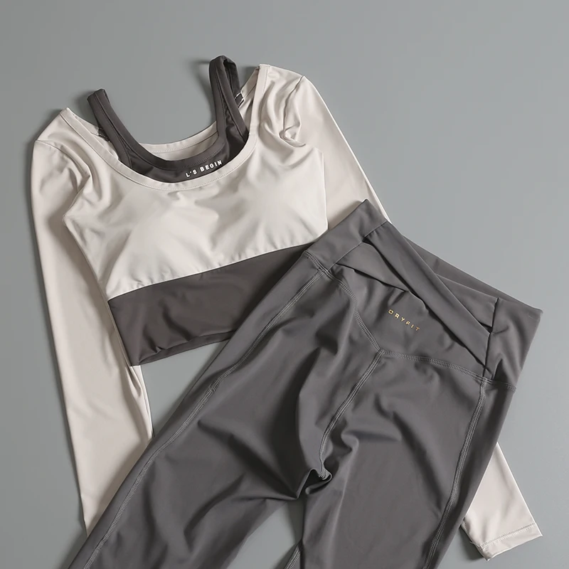 

Women's Summer New Yoga Clothing Set, Stylish Long Sleeve Professional Fitness Gym Running Sport Set with High-end Feel
