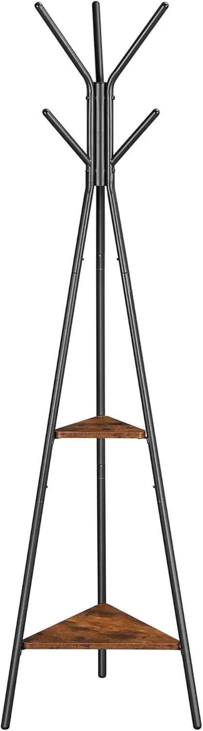 

Промышленная вешалка для одежды с полками, отдельно стоящее дерево для одежды, шляпы, сумки в деревенском коричневом и черном цвете