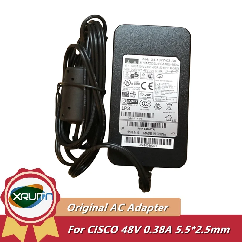 

Genuine For Cisco AP IP Phone Aironet Power Supply PSA-18U-480C AC Adapter 48V 0.38A P/N 34-1977-03 A0 Charger 34-1977-02