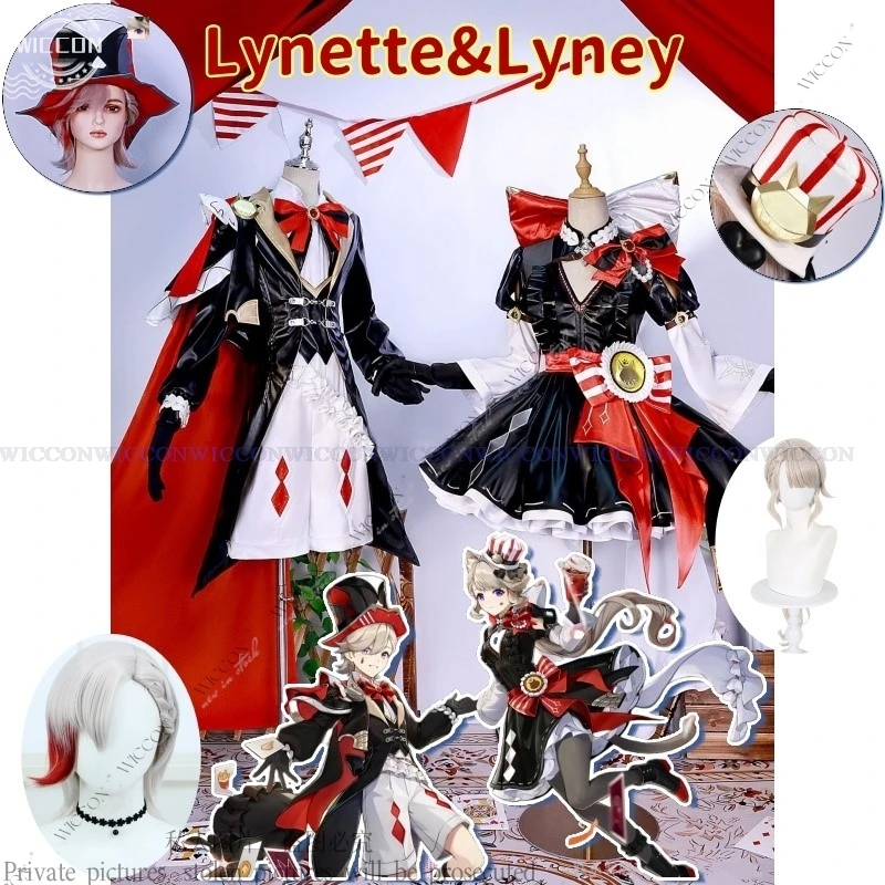 

Новый комплект Genshin Impact Lynette Lyney Co-kFC игровой костюм элегантное платье униформа косплей костюм Хэллоуин вечерние наряд для ролевых игр