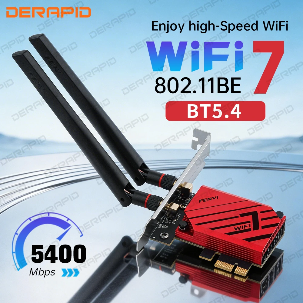 WiFi 7 MT7925 PCIE Network Card Bluetooth 5.4 Wireless Adapter 5400M Tri Band 2.4G 5G 6GHz Wi-Fi7 Antennas Card For Win 10/11