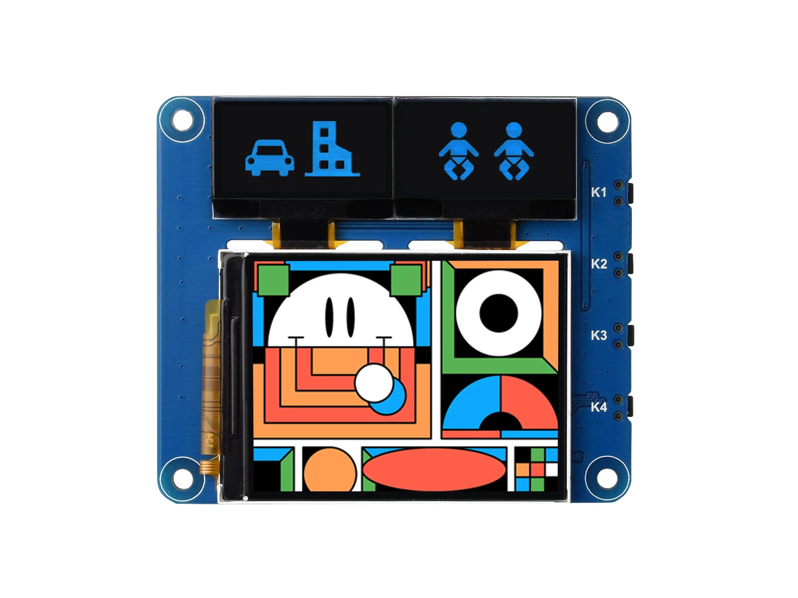 Waveshare Raspberry Pi OLED/LCD HAT, Onboard 2inch IPS LCD Main Screen and Dual 0.96inch Blue OLED Secondary Screens