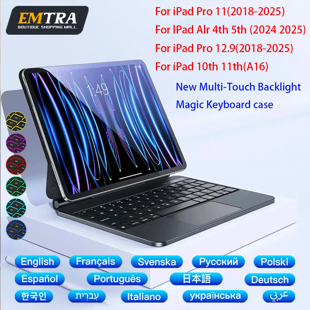 

Magic Keyboard for IPad 10.9 3rd 4th 5th 6th 2025 Air 11th Keyboard for IPad Air 4 5 6 Pro 11 2018-2022 M2 M3 Backlit Keyboard