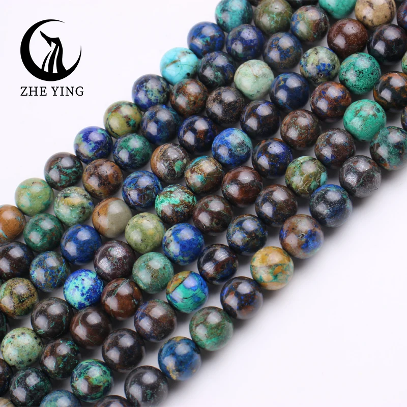 New Natural Azurite Stone Beads 6/8/10mm Madagascar Gemstone Round Loose Spacer Beads For Jewelry Making DIY Bracelets Gifts 15
