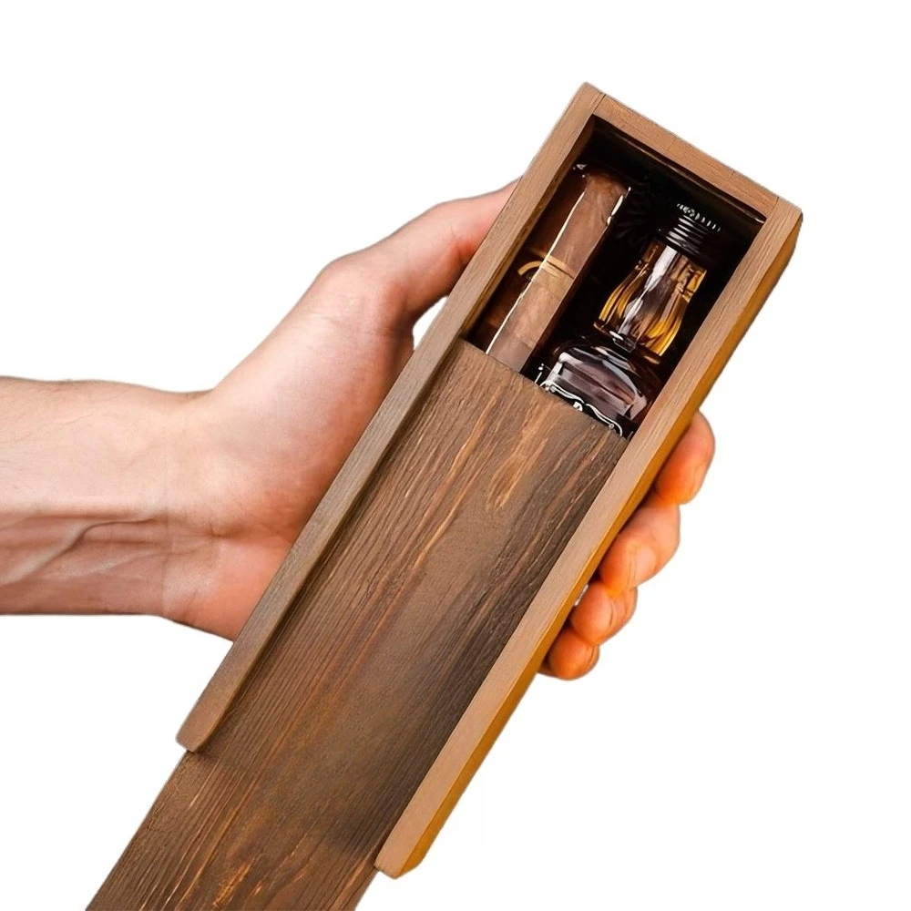 

Wooden wine box Pine box can hold cigars and small wine bottles