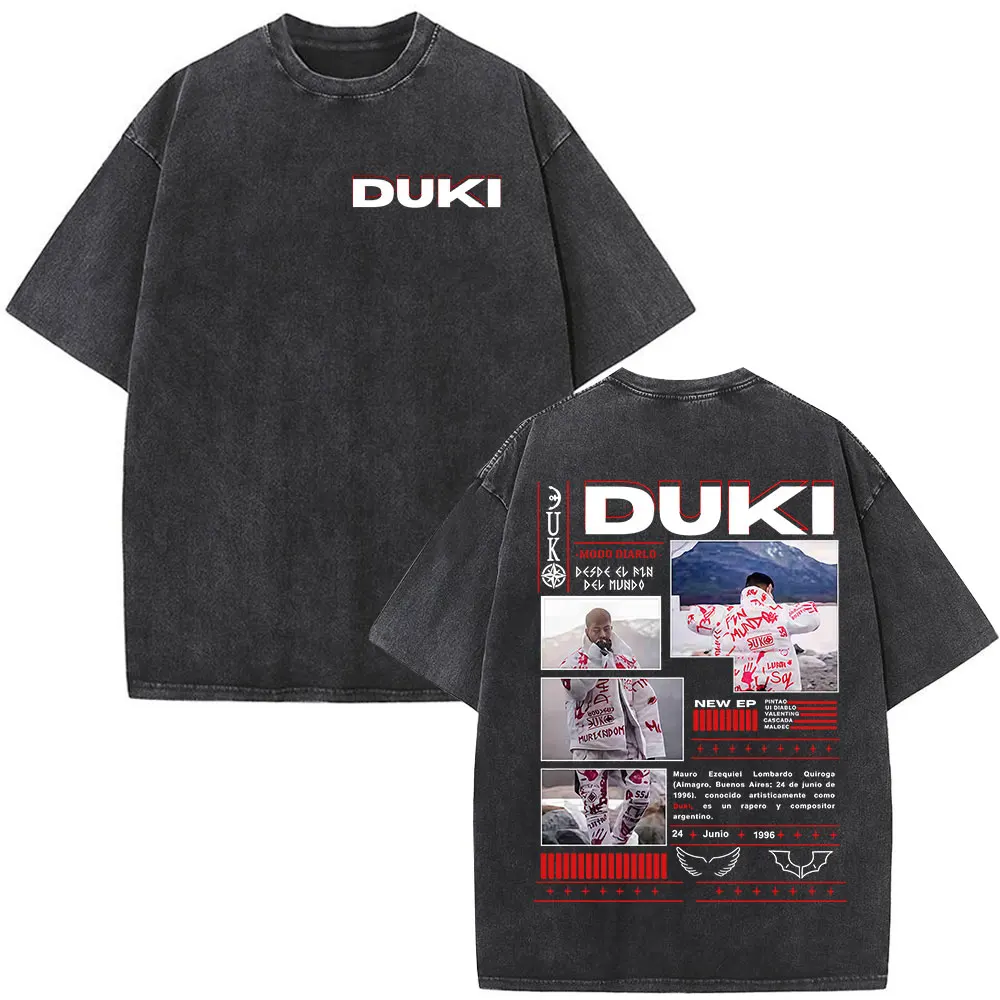 Рэпер Duki Modo Diablo Desde El Fin Del Mundo Винтажная стираная футболка Мужская женская одежда Негабаритная футболка в стиле хип-хоп с коротким рукавом
