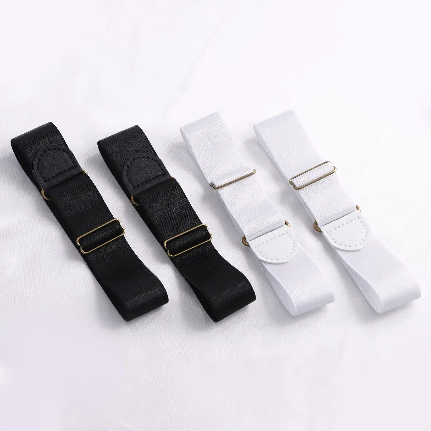 1 Pasang Penahan Lengan Elastis untuk Pria dan Wanita, Penahan Lengan Kemeja, Fashionable, Dapat Disesuaikan, Anti-Selip, Manset Lengan