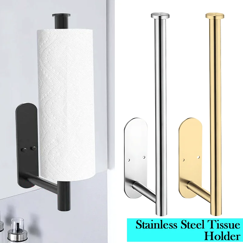 

Toilet Paper Holder Easy-Install Wall Mount Tissue Towel Roll No Punching Toilet Paper Holder Bathroom Kitchen Paper Roll Holder