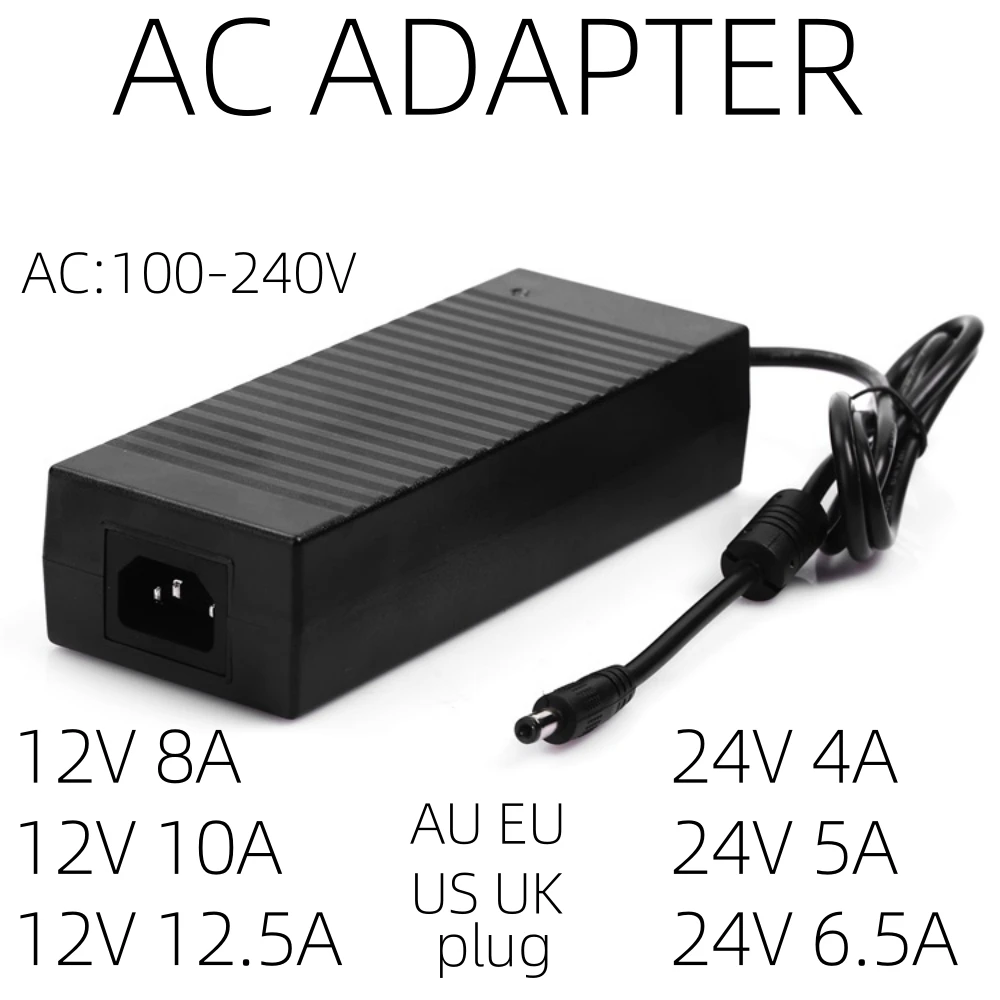 Adaptateur d'alimentation 96W 120W 150W, transformateur d'éclairage AC 100-240V à DC 12V 24V 4A 5A 6,5a 8A 10A 12,5a, adaptateur de bande LED