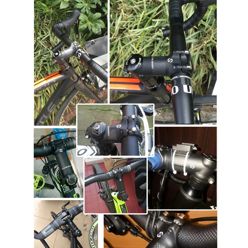 TOSEEK-Alumínio e Carbono Bicicleta Guiador Stem, MTB Stem, Peças sobressalentes para bicicleta, Ângulo 6 17, 28.6-31.8mm