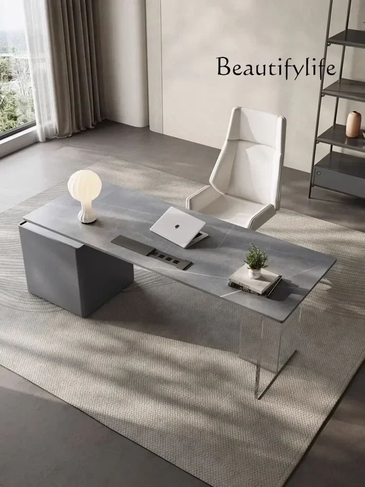 

компьютерный стол Light luxury rock slab desk Home writing desk Modern simple designer Computer floating office desk