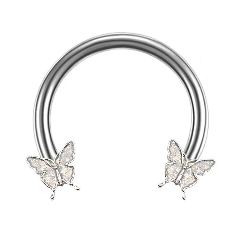16G Butterfly Horseshoe Nose Rings Earrings Septum Ring Tragus Piercing Daith Helix Hoop Ear Earring Nostril Piercing Jewelry
