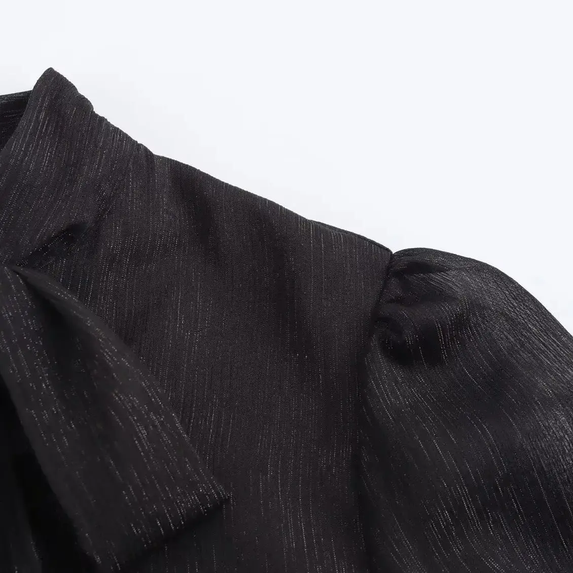 2025 vintage preto com linha de brilho chiffon vestido de manga longa mulher gravata arco colarinho ruched cintura fina 2 camadas bainha vestidos robe